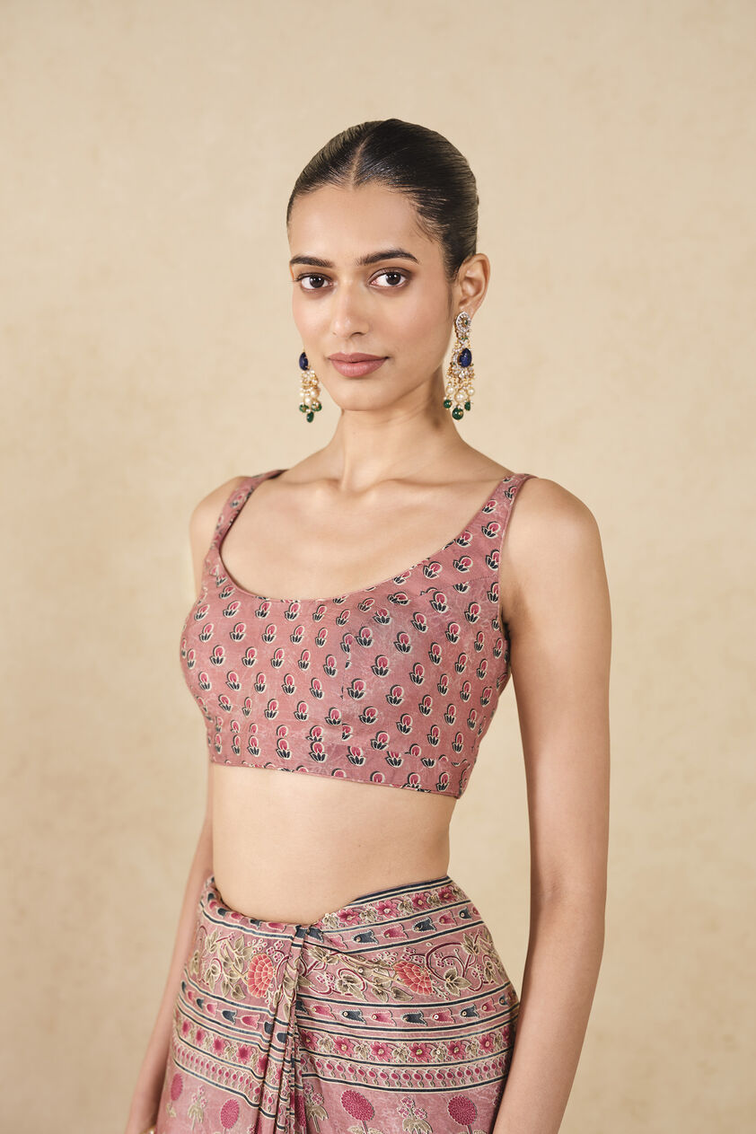 Shameka Printed Silk Saree - Blush, Blush, image 8